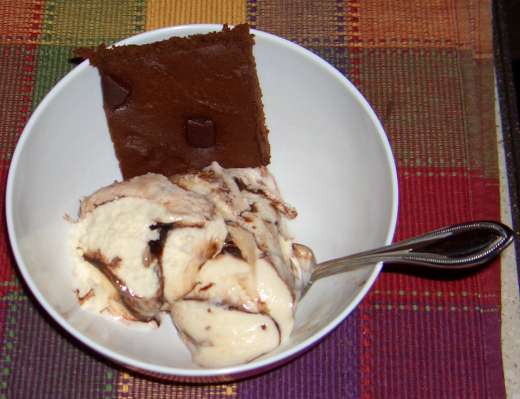 Brownie and ice cream