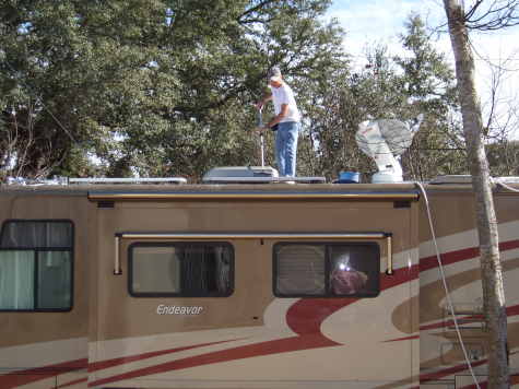 Washing the roof