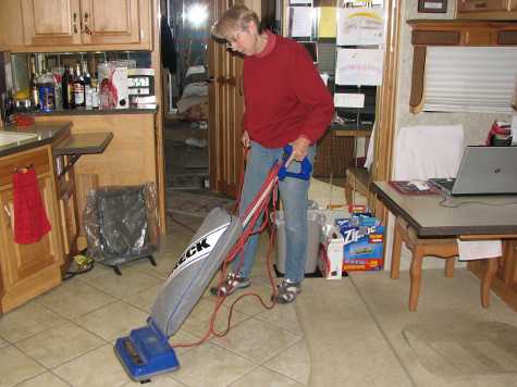 Woman sweeping