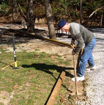 Bob digging the timber trench