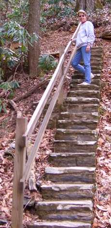 Down steps we descended