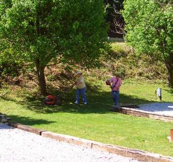 Notice the women work, notice the women work in the shade, lol