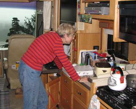 Linda at her favorite occupation